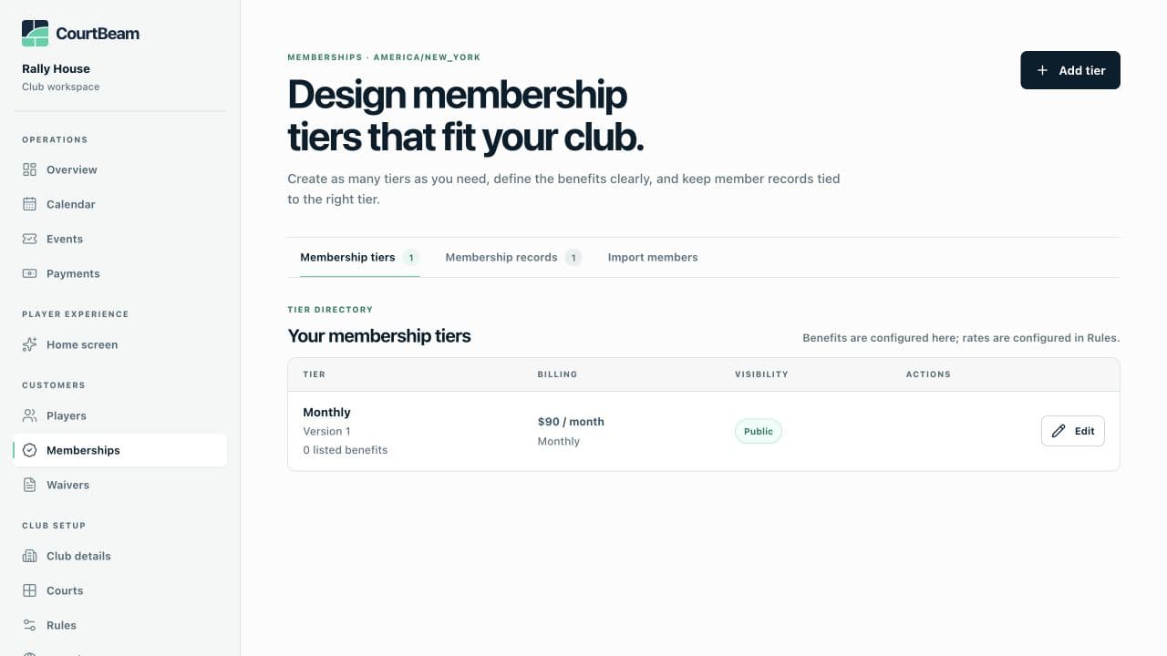 Membership management product example